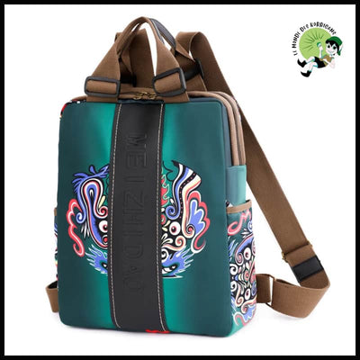 Sac à dos designer pour femmes - Vert / 14 pouces - avec motifs floraux et naturels