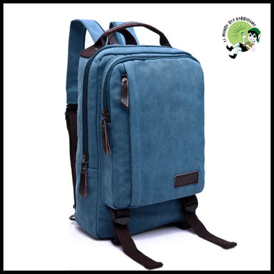 Sac à Dos Homme Style Carré - Bleu Clair - dos avec motifs floraux et naturels