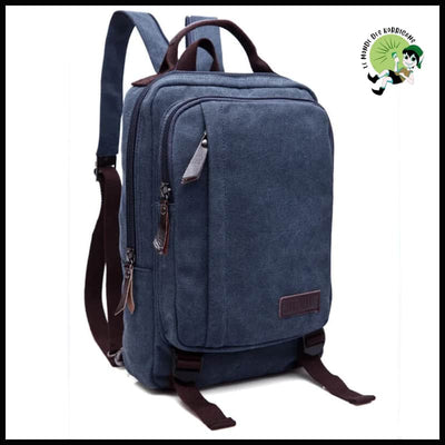 Sac à Dos Homme Style Carré - Bleu - dos avec motifs floraux et naturels