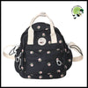 Sac à Dos Mini Nylon Floral Multifonctionnel - Noir - dos avec motifs floraux et naturels