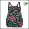 Sac à Dos pour Femmes Grande Capacité Léger - Vert et Rouge - dos avec motifs floraux naturels