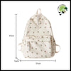 Sac à Dos Scolaire Floral Blanc pour Adolescentes - Beige - dos avec motifs floraux et naturels