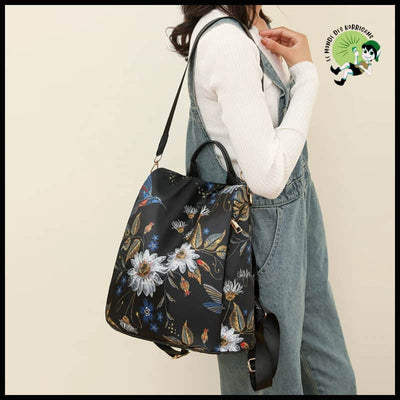 Sac à Dos Toile Oxford pour Femmes - dos avec motifs floraux et naturels