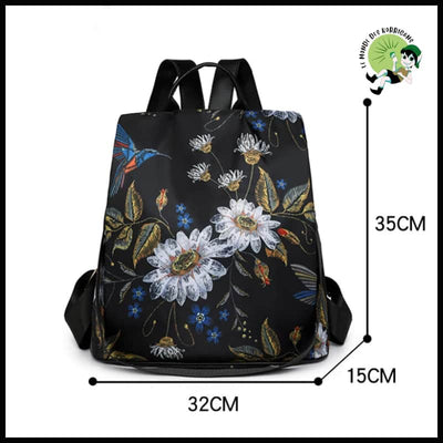 Sac à Dos Toile Oxford pour Femmes - dos avec motifs floraux et naturels