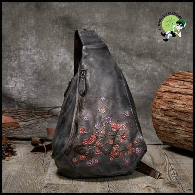 Sac à Dos Vintage en Cuir Véritable pour Femmes - Valises vintage avec des illustrations botaniques