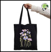 Sac à Main Tote Noir avec Imprimé Floral - 26 - Sacs en toile organique des motifs de la nature