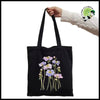 Sac à Main Tote Noir avec Imprimé Floral - 29 - Sacs en toile organique des motifs de la nature