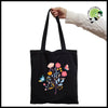 Sac à Main Tote Noir avec Imprimé Floral - 31 - Sacs en toile organique des motifs de la nature