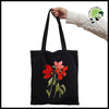 Sac à Main Tote Noir avec Imprimé Floral - 34 - Sacs en toile organique des motifs de la nature