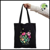 Sac à Main Tote Noir avec Imprimé Floral - Sacs en toile organique des motifs de la nature