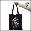 Sac à Main Tote Noir avec Imprimé Floral - Sacs en toile organique des motifs de la nature