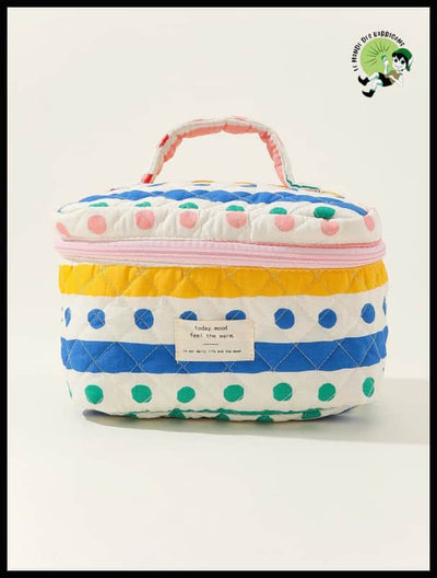 Sac Cosmétique en Coton Matelassé à Grand Capacité - Valises vintage avec des illustrations botaniques