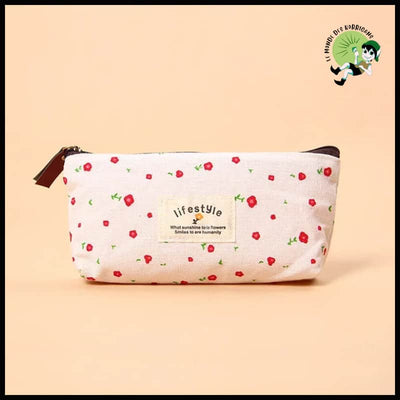 Sac Cosmétique Mignon en Toile Florale - Blanc - Valises vintage avec des illustrations botaniques