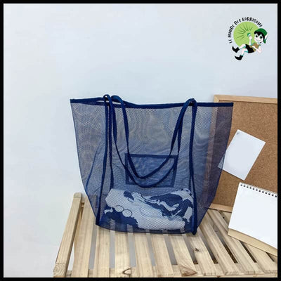 Sac de Rangement Filet Pliable - Bleu - sac