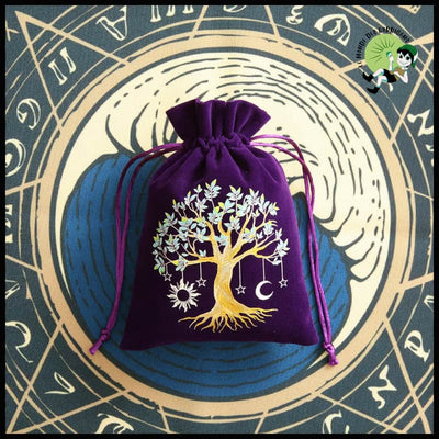 Sac de Rangement Velours Tarot Lune Soleil - Kits d’initiation à la divination