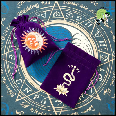 Sac de Rangement Velours Tarot Lune Soleil - Kits d’initiation à la divination