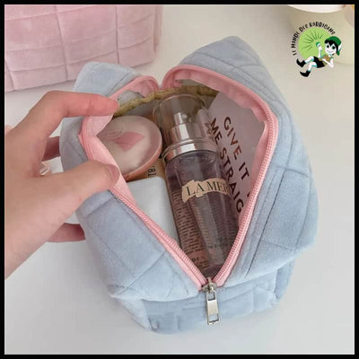 Sac de toilette en peluche avec fermeture éclair grande taille et couleur unie - Trousses écologiques