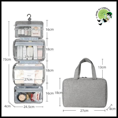 Sac de Toilette Pliable Imperméable pour Voyage - Gris-4 plis - Trousses toilette écologiques