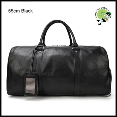 Sac de Voyage en Cuir - Noir (55cm) - Sacs voyage matériaux durables