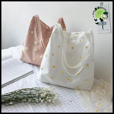 Sac Épaule en Toile Double - Sacs toile organique avec des motifs de la nature