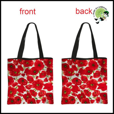 Sac Épaule Imprimé Coquelicots - 07cw / 34cmX34cm - Sacs en toile organique avec des motifs de la nature