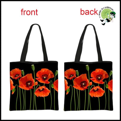 Sac Épaule Imprimé Coquelicots - 09cw / 34cmX34cm - Sacs en toile organique avec des motifs de la nature