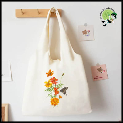 Sac fourre-tout en toile imprimée de fleurs - Sacs organique avec des motifs la nature