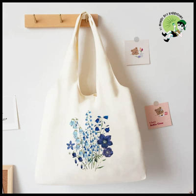 Sac fourre-tout en toile imprimée de fleurs - TK112708-A032BG-M - Sacs organique avec des motifs la nature