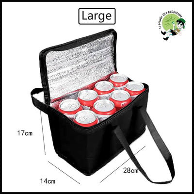 Sac Isotherme Portable Pliable pour Repas et Boissons - Grand Noir - Sacs isothermes pique-nique