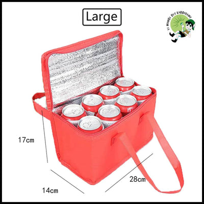 Sac Isotherme Portable Pliable pour Repas et Boissons - Grand Rouge - Sacs isothermes pique-nique