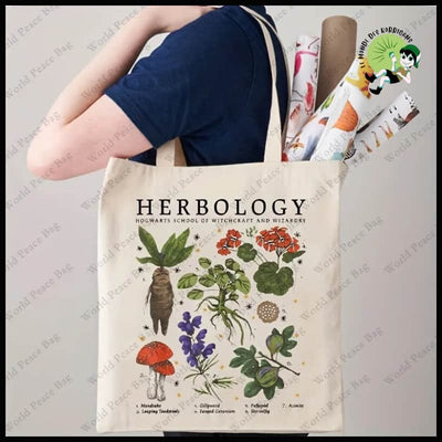 Sac Tote Motif Herbologie - Crème - sac