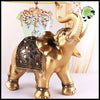 Statue d’Éléphant en Résine Dorée Feng Shui - L 24X26 CM - Accessoires de méditation et prière