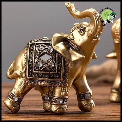 Statue d’Éléphant en Résine Dorée Feng Shui - S 9 X CM - Accessoires de méditation et prière