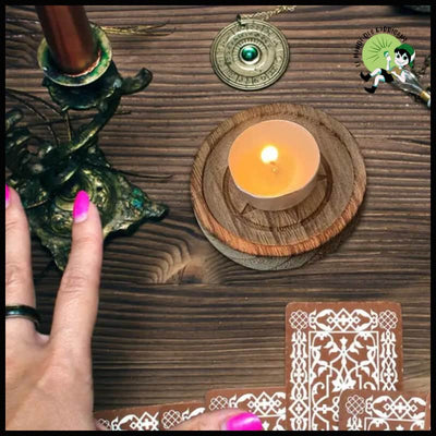 Support de Bougie en Bois pour Sorcières avec Pentagramme - 1pcs - Kits d’initiation à la divination