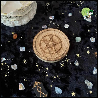 Support de Bougie en Bois pour Sorcières avec Pentagramme - 1pcs - Kits d’initiation à la divination