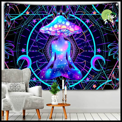 Tapisserie Champignon Abstrait - Chocolat / 95cmX70cm 3M-LED - Stickers muraux et affiches illustrant des champignons