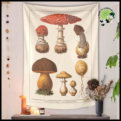 Tapisserie Psychedelic Champignon Chart - Déco Murale Esthétique - 10 / 150x150cm - Stickers muraux et affiches