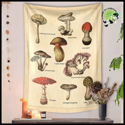 Tapisserie Psychedelic Champignon Chart - Déco Murale Esthétique - 2 / 150x150cm - Stickers muraux et affiches