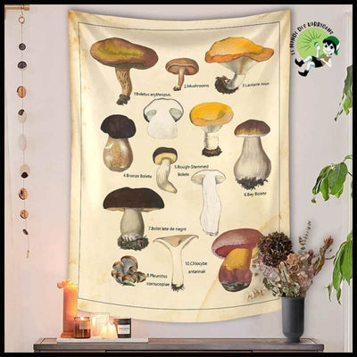 Tapisserie Psychedelic Champignon Chart - Déco Murale Esthétique - 4 / 150x150cm - Stickers muraux et affiches