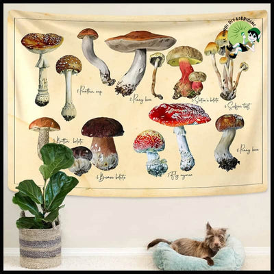 Tapisserie Psychedelic Champignon Chart - Déco Murale Esthétique - 6 / 150x150cm - Stickers muraux et affiches