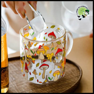 Tasse en Verre Résistante à la Chaleur avec Motif de Champignon - 450ML - Ustensiles cuisine spécifiques aux champignons