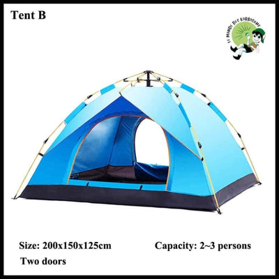 Tente Camping Automatique Étanche - B 2x1.5M Bleu - Tentes légères avec motifs naturels