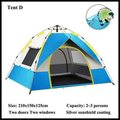 Tente Camping Automatique Étanche - D 2x1.5M Bleu - Tentes légères avec motifs naturels