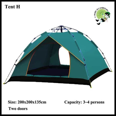 Tente Camping Automatique Étanche - H 2x2M Vert - Tentes légères avec motifs naturels