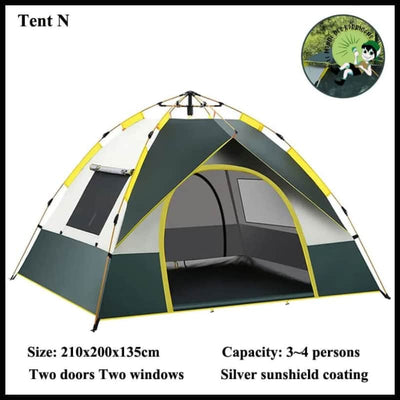 Tente Camping Automatique Étanche - N 2x2M Vert Argent - Tentes légères avec motifs naturels