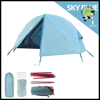 Tente Camping Surélevée Légère - Bleu - Tentes légères avec motifs naturels