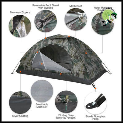 Tente de Camping Ultralégère Anti-UV - Camouflage - Tentes légères avec motifs naturels