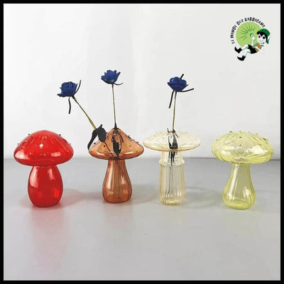 Vase Champignon Verre Transparent - Bougeoirs sculptés à la main