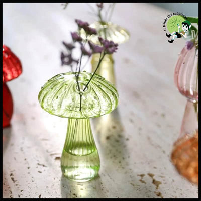 Vase Champignon Verre Transparent - Bougeoirs sculptés à la main